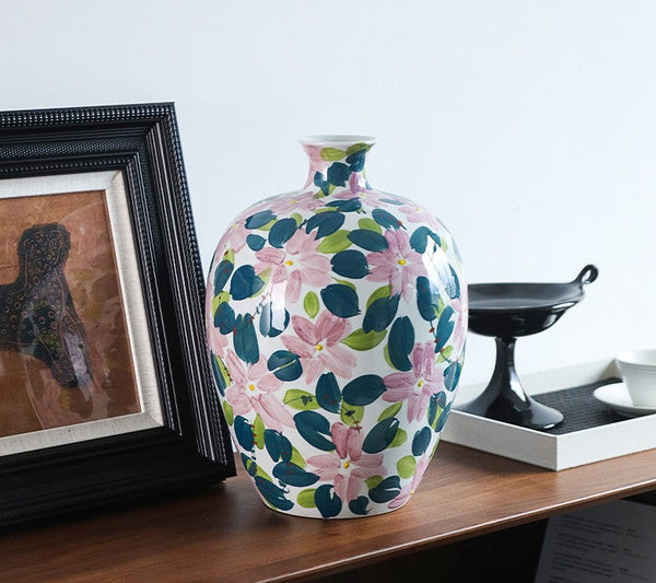 Unique Handmade Modern Flower Vase, Large Porcelain Vases for Modern Home Decor, Centerpiece Ceramic Bouquet Vases, Contemporary Vases on Dining Table-ArtWorkCrafts.com