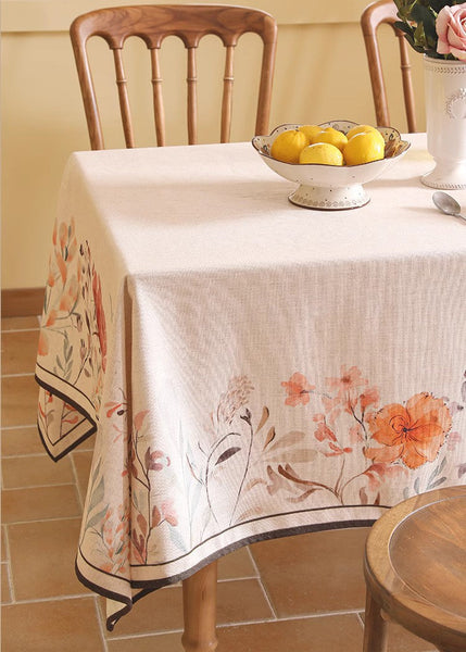 Spring Flower Rustic Table Cover, Rectangle Tablecloth for Dining Table, Extra Large Modern Tablecloth, Square Linen Tablecloth for Coffee Table-ArtWorkCrafts.com