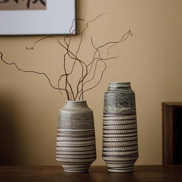 Centerpiece on Dining Table, Handmade Pottery Flower Vases Urn, Modern Bouquet Flower Vases, Water Holding Flower Vases, Large Flower Vase on Table-ArtWorkCrafts.com