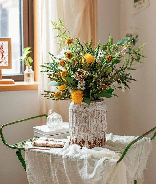Beautiful Modern Artificial Flowers for Dining Room Table, Dandelion, Wheat Branch, Eucalyptus Globulus, Unique Flower Arrangement for Home Decoration-ArtWorkCrafts.com