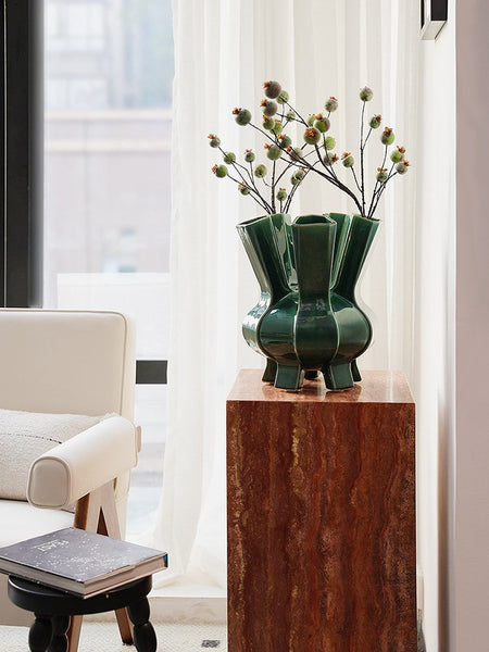 Centerpiece Ceramic Bouquet Vases, Contemporary Vases on Dining Table, Green Porcelain Vases for Modern Home Decor, Unique Handmade Modern Flower Vase-ArtWorkCrafts.com