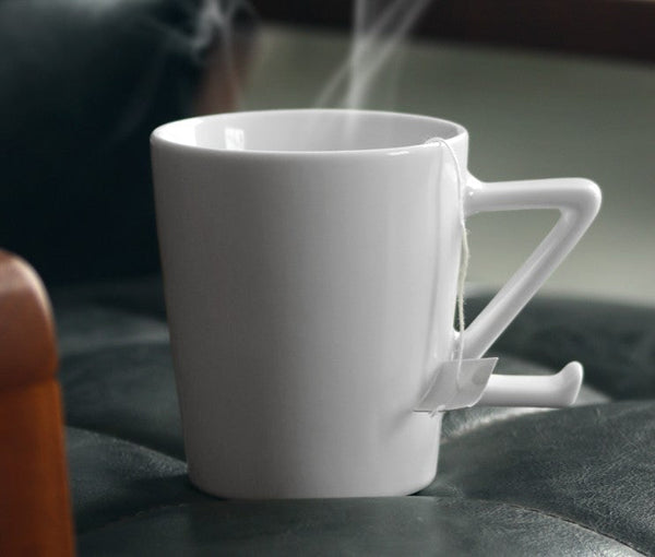 Modern Handmade Pottery Coffee Cup, Creative White Ceramic Coffee Mugs, Large Unique Tea Cup, Large Capacity Coffee Cups-ArtWorkCrafts.com