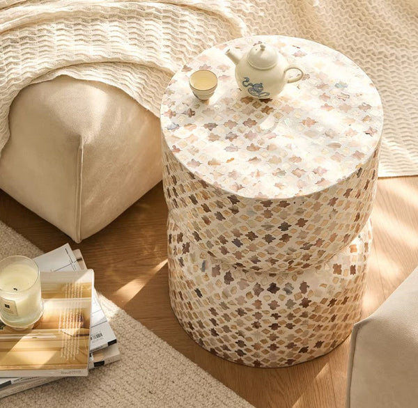 Elegant Small End Table, Modern Side Table, Contemporary Bedside Table, Bedside Small Side Table, Creative Coffee Table, Contemporary Side Table, Portable Casual Side Table, Shell Small Sofa Side Table-ArtWorkCrafts.com
