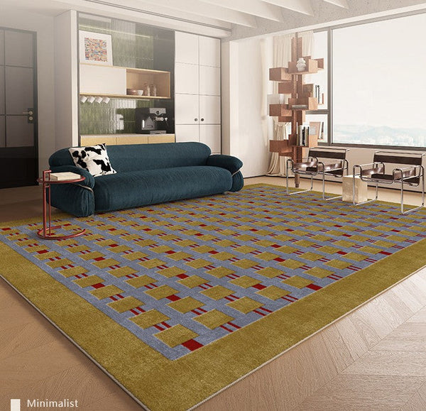 Mid Century Modern Rugs for Living Room, Vintage Area Rugs for Bedroom, Large Contemporary Area Rugs for Dining Room-ArtWorkCrafts.com