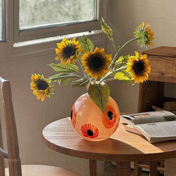 Glass Bud Vases, Handmade Vintage Glass Flower Vases, Water Holding Flower Vases, Flower Vases on Table