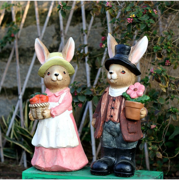 Garden Animal Sculpture Rabbit Statues, Garden Decor Ideas, Animal Statue for Garden Ornament, Villa Courtyard Decor, Outdoor Garden Decoration-ArtWorkCrafts.com