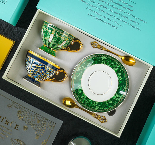 Creative Porcelain Tea Cup Saucer Set, Unique Tea Cups and Saucers in Gift Box as Birthday Gift, Beautiful British Tea Cup with Saucer, Elegant Ceramic Coffee Cups-ArtWorkCrafts.com