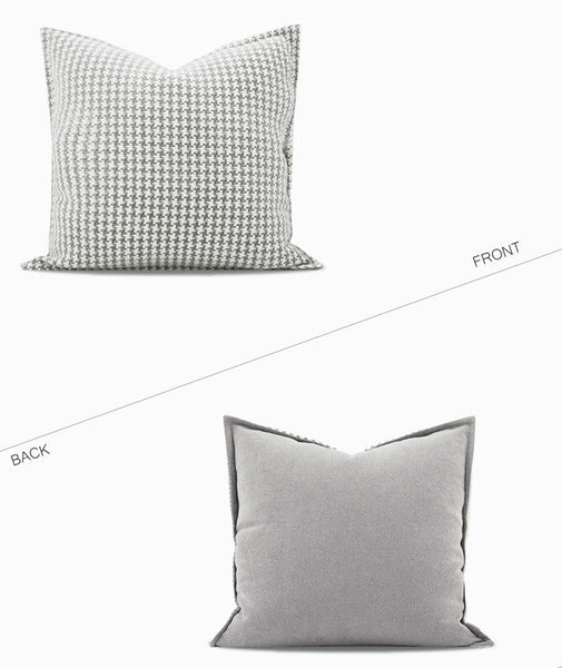 Gray Chequer Modern Sofa Pillows, Large Decorative Throw Pillows, Contemporary Square Modern Throw Pillows for Couch, Abstract Throw Pillow for Interior Design-ArtWorkCrafts.com