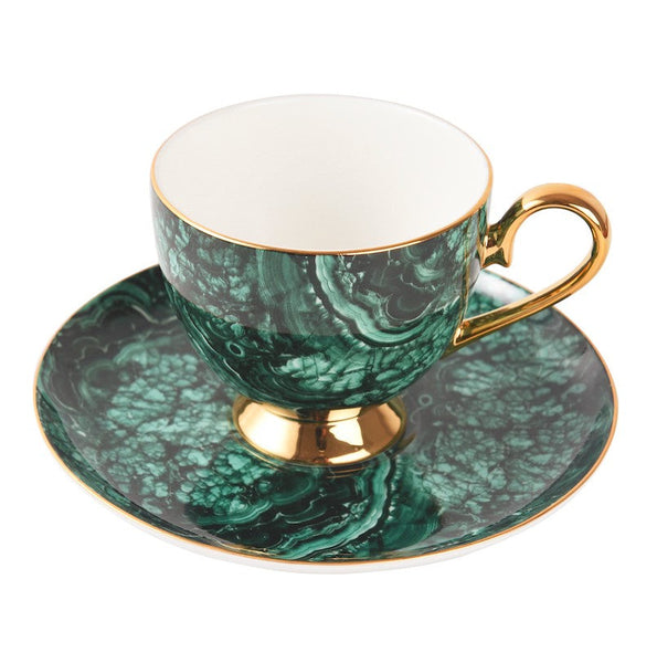 Beautiful British Green Tea Cups, Unique Porcelain Cup and Saucer, Royal Ceramic Coffee Cups, Creative Bone China Porcelain Tea Cup Set-ArtWorkCrafts.com
