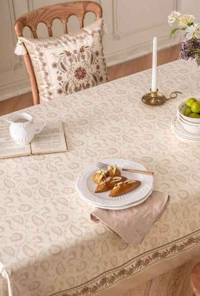 Kitchen Table Cover, Flower Tablecloth for Round Table, Elegant Table Cover for Dining Room Table, Modern Rectangle Tablecloth for Oval Table-ArtWorkCrafts.com