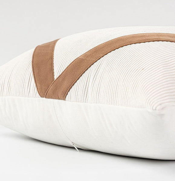 Modern Sofa Throw Pillows, Large Decorative Throw Pillows for Couch, White Abstract Contemporary Throw Pillow for Living Room-ArtWorkCrafts.com