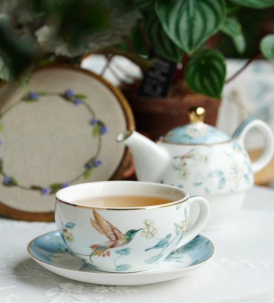 Stackable Teapot and Cup Set, Ceramic Tea Pot with Integrated Cup, Porcelain Teapot with Matching Cup and Saucer in Gift Box, Mother-and-Baby Teapot with Matching Saucer-ArtWorkCrafts.com