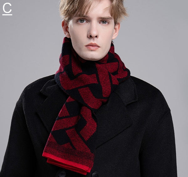 Wool Scarf for Gentleman, Thick Wool Scarf, Men's Winter Scarf, Casual Scarf Men, Men's Wool Scarf Winter, Fashion Scarf, Business Formal Men Scarf Styles-ArtWorkCrafts.com