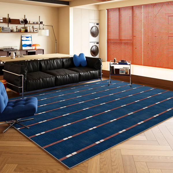 Blue Modern Rugs for Dining Room, Bedroom Modern Floor Carpet, Mid Century Area Rugs, Contemporary Modern Living Room Rug Ideas-ArtWorkCrafts.com