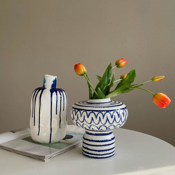 Handmade Water Holding Flower Vases, Modern Ceramic Flower Vases, Porcelain Bud Vases, Small Flower Vases on Table-ArtWorkCrafts.com
