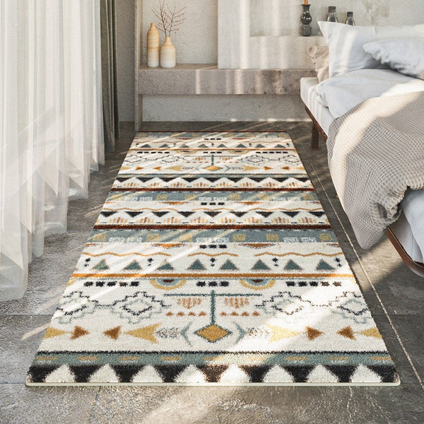 Simple Geometric Runner Rugs for Hallway, Contemporary Runner Rugs Next to Bed, Modern Runner Rugs for Entryway, Modern Rugs for Dining Room-ArtWorkCrafts.com