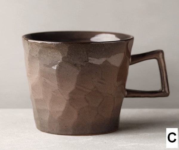 Modern Handmade Pottery Coffee Cup, Creative Brown White Black Blue Ceramic Coffee Mugs, Large Unique Tea Cup, Large Capacity Coffee Cups-ArtWorkCrafts.com