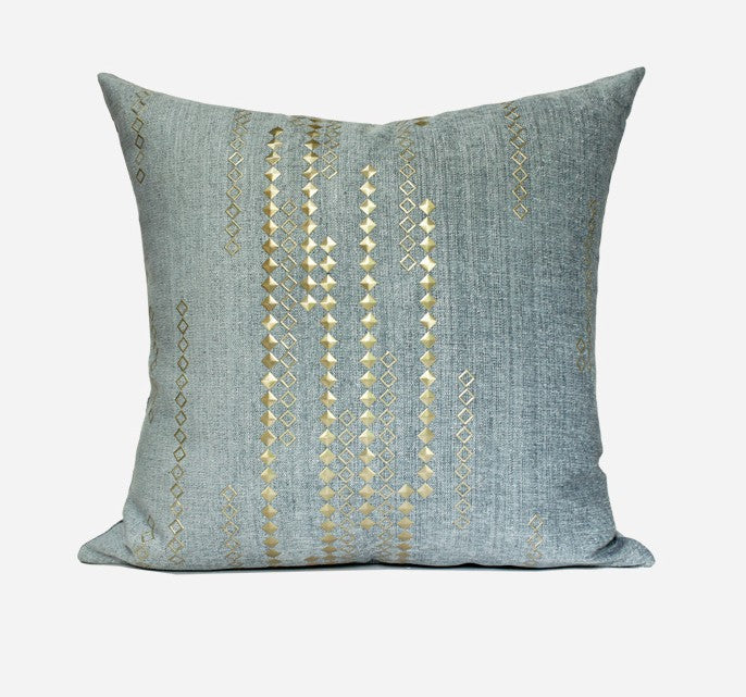 Grey Blue Decorative Throw Pillow for Couch, Large Square Pillows, Modern Sofa Pillows, Simple Modern Throw Pillows for Couch-ArtWorkCrafts.com