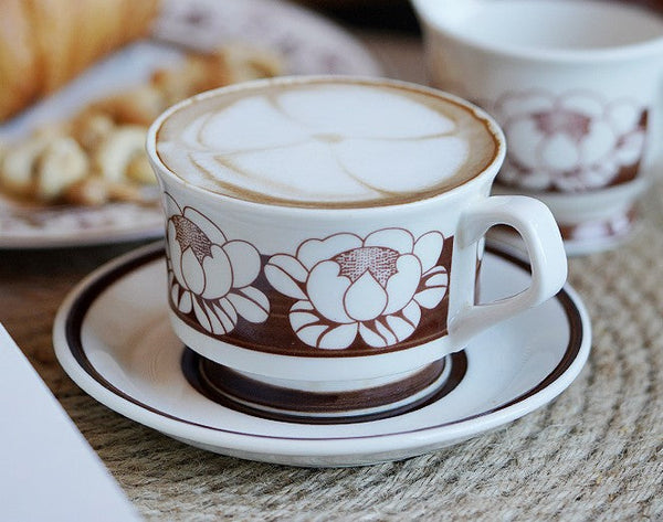 Elegant Ceramic Coffee Cups, Flower Porcelain Tea Cup Saucer Set, Beautiful British Tea Cups, Traditional English Tea Cup and Saucer-ArtWorkCrafts.com