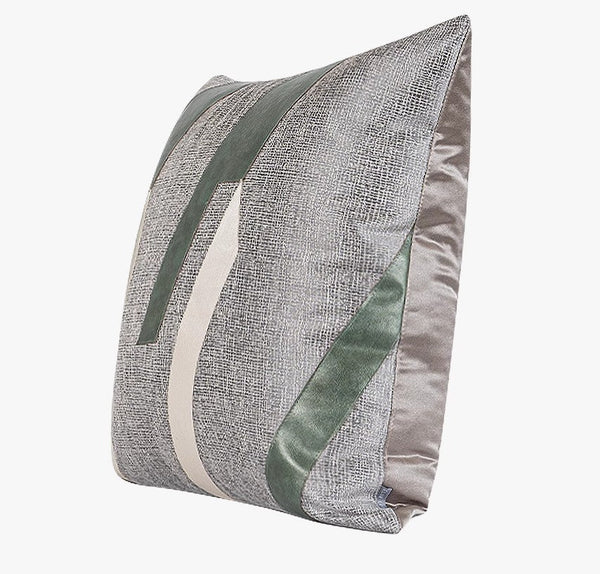 Grey Green Abstract Contemporary Throw Pillow for Living Room, Decorative Throw Pillows for Couch, Large Modern Sofa Throw Pillows-ArtWorkCrafts.com