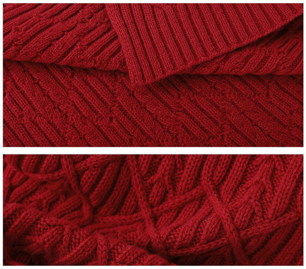 Business Wool Scarf for Gentleman, Casual Scarf Men, Men's Wool Scarf Winter, Thick Wool Scarf, Men's Winter Scarf, Formal Men Scarf Styles, Red Fashion Scarf-ArtWorkCrafts.com