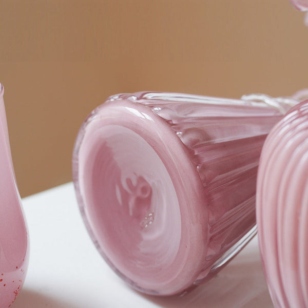Centerpiece Contemporary Vases on Table, Pink Decorative Glass Vase, Mid Century Glass Vases, Handmade Modern Vases for Bedroom, Modern Glass Vase for Flowers-ArtWorkCrafts.com