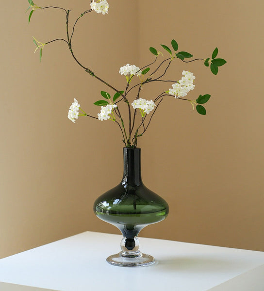 Decorative Glass Vase, Mid Century Glass Vases, Handmade Modern Vases for Bedroom, Centerpiece Contemporary Vases on Table, Modern Glass Vase for Flowers-ArtWorkCrafts.com