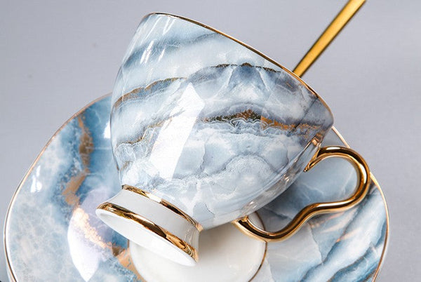 Unique Tea Cups and Saucers in Gift Box as Birthday Gift, Elegant Ceramic Coffee Cups, Beautiful British Tea Cups, Royal Bone China Porcelain Tea Cup Set-ArtWorkCrafts.com