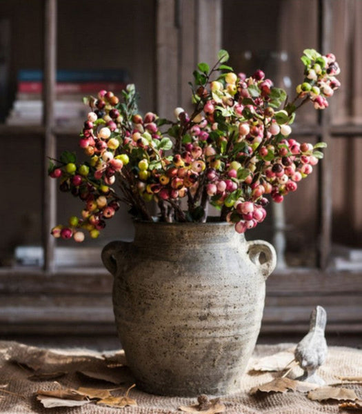 Cranberry Fruit Branch, Flower Arrangement Ideas for Living Room, Unique Artificial Flowers for Home Decoration, Spring Artificial Floral for Bedroom-ArtWorkCrafts.com