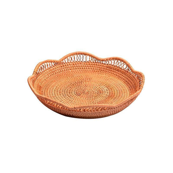 Woven Rattan Basket, Fruit Storage Basket, Woven Round Storage Basket, Storage Baskets for Kitchen-ArtWorkCrafts.com