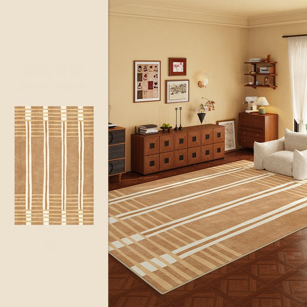 Geometric Modern Rugs for Dining Room, Large Modern Rugs for Living Room, Bedroom Modern Rugs, Cream Color Contemporary Modern Rugs-ArtWorkCrafts.com