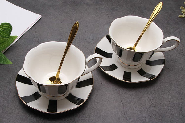 Unique Porcelain Cup and Saucer, Creative Ceramic Coffee Cups, Beautiful British Tea Cups, Creative Bone China Porcelain Tea Cup Set-ArtWorkCrafts.com