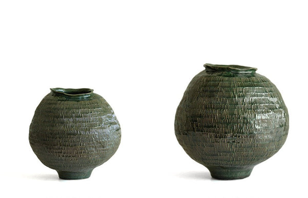 Centerpiece Ceramic Bouquet Vases, Green Porcelain Vases for Modern Home Decor, Large Contemporary Vases on Dining Table, Handmade Modern Flower Vase-ArtWorkCrafts.com