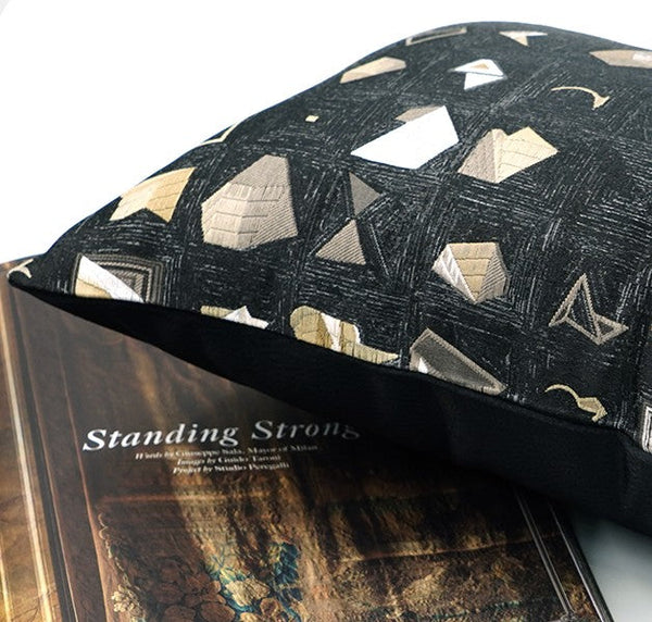 Abstract Black Decorative Throw Pillows, Geometric Contemporary Square Modern Throw Pillows for Couch, Large Simple Throw Pillow for Interior Design-ArtWorkCrafts.com