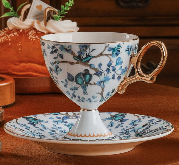 Ceramic Tea Cups and Saucers in Gift Box, British Tea Cup set, Elegant Ceramic Coffee Cups, Creative Porcelain Tea Cup Set and Saucer-ArtWorkCrafts.com