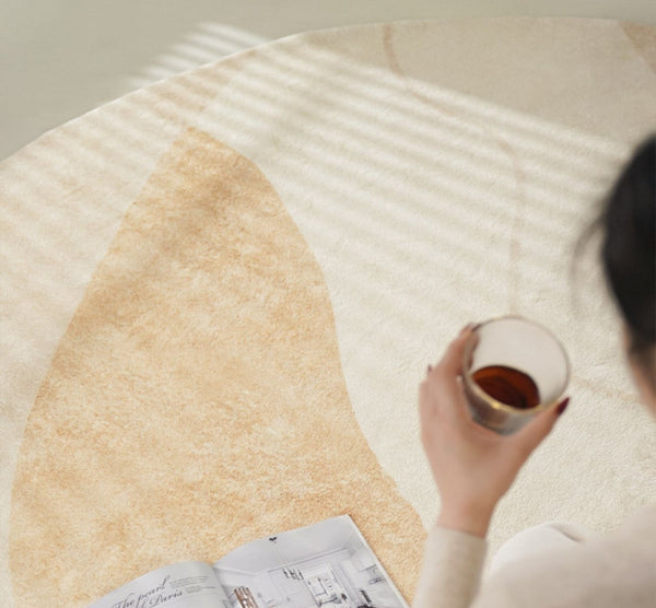 Contemporary Round Rugs Under Bed, Modern Round Carpets for Dining Room, Contemporary Round Rugs for Living Room, Hallway Floor Carpets-ArtWorkCrafts.com