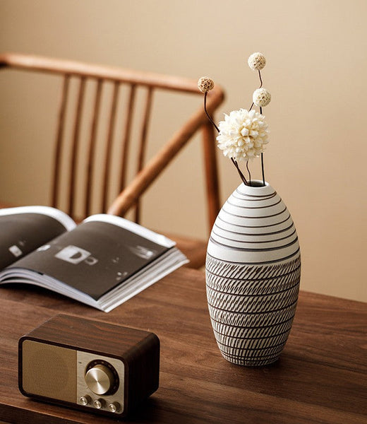 Centerpiece on Dining Table, Large Flower Vase on Table, Modern Bouquet Flower Vases, Handmade Pottery Flower Vases Urn, Water Holding Flower Vases-ArtWorkCrafts.com