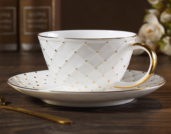 Elegant Ceramic Tea Cups, Unique Tea Cups and Saucers in Gift Box as Birthday Gift, Beautiful British Tea Cups, Creative Bone China Porcelain Tea Cup Set-ArtWorkCrafts.com