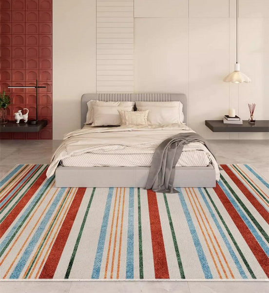 Colorful Modern Rugs under Dining Room Table, Abstract Area Rugs for Living Room, Modern Carpets for Kitchen, Geometric Contemporary Modern Rugs Next to Bed-ArtWorkCrafts.com