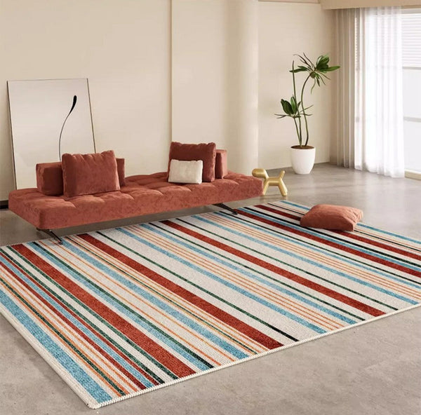 Colorful Modern Rugs under Dining Room Table, Abstract Area Rugs for Living Room, Modern Carpets for Kitchen, Geometric Contemporary Modern Rugs Next to Bed-ArtWorkCrafts.com