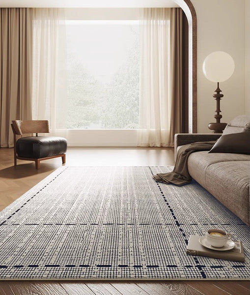 Mid Century Modern Rugs for Bedroom, Large Modern Rugs for Living Room, Contemporary Abstract Rugs under Dining Room Table-ArtWorkCrafts.com