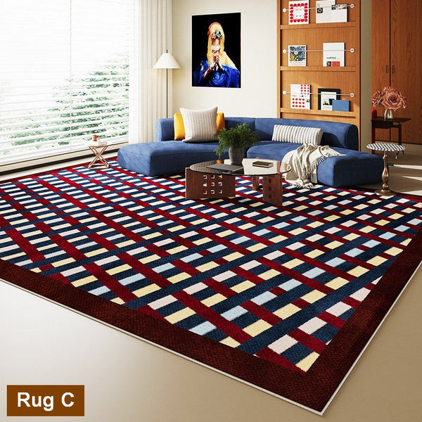 Colorful Modern Rugs for Living Room, Geometric Modern Rugs for Dining Room, Mid Century Modern Rugs, Contemporary Abstract Rugs under Coffee Table-ArtWorkCrafts.com
