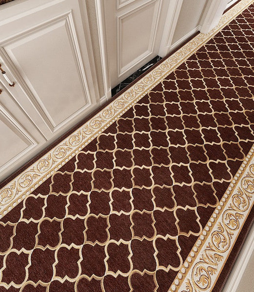 Stain-resistant Non Slip Kitchen Runner Rugs, Modern Extra Long Hallway Runners, Easy Care Entryway Brown Runner Rugs, Long Narrow Runner Rugs, Entrance Hallway Runners, Hallway Runners-ArtWorkCrafts.com