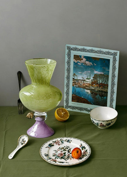 Modern Glass Vase for Flowers, Mid Century Glass Vases, Handmade Modern Vases for Living Room, Unique Decorative Glass Vase, Centerpiece Contemporary Vases on Table-ArtWorkCrafts.com