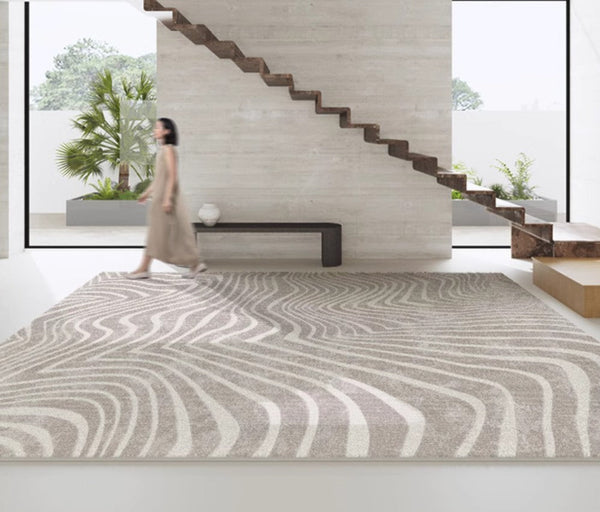 Stripe Area Rugs under Sofa, Modern Carpets for Office, Dining Room Floor Rugs, Mid Century Area Rugs for Living Room, Abstract Contemporary Rugs for Bedroom-ArtWorkCrafts.com