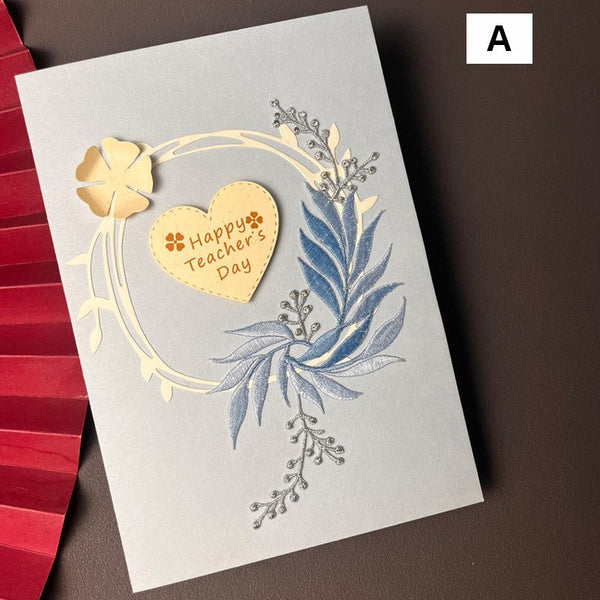 Creative Teacher's Day Greeting Card, Beautiful Greeting Cards, Embroidery Greeting Cards, Original Handmade Embroidery Greeting Cards-ArtWorkCrafts.com