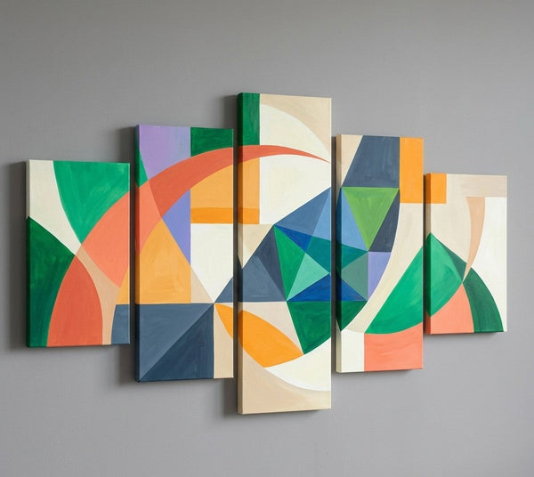 Modern Abstract Paintings, Geometric Acrylic Art for Living Room, Contemporary Canvas Paintings-ArtWorkCrafts.com