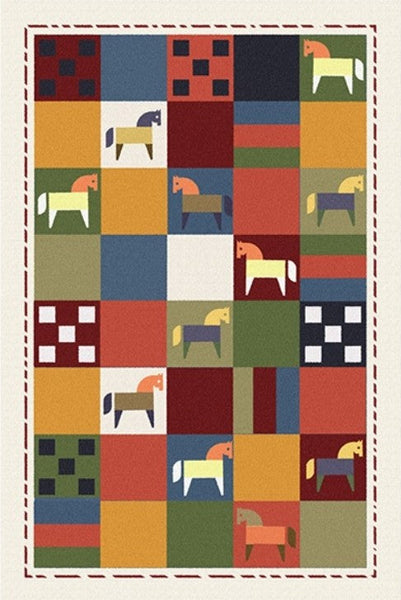 Lovely Horse Area Rugs for Children Room, Geometric Modern Rugs, Modern Rugs for Living Room, Cartoon Modern Rugs for Bedroom-ArtWorkCrafts.com