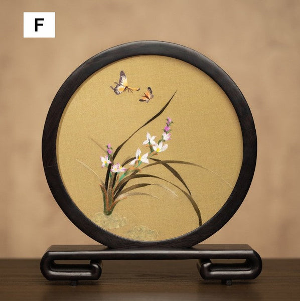 Unique Birthday Gift, Traditional Chinese Suzhou Embroidery Ornament, Exclusive Business Present Flower and Butterfly Embroidered Decor, Premium Souvenir-ArtWorkCrafts.com