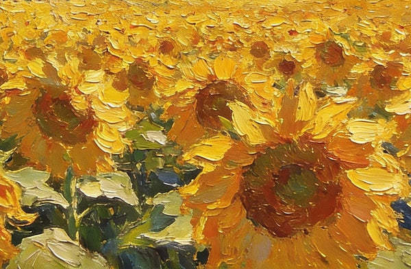Heavy Texture Paintings, Sunflower Fields of Provence, Hand Painted Canvas Art, Original Small Landscape Paintings, Small Oil Paintings on Canvas, Small Paintings on Canvas, Palette Knife Artwork-ArtWorkCrafts.com